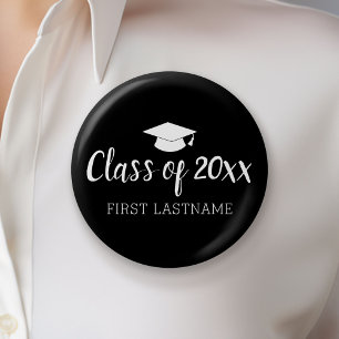 Badge Rond 5 Cm Classe de l'année et nom - Le noir peut changer de