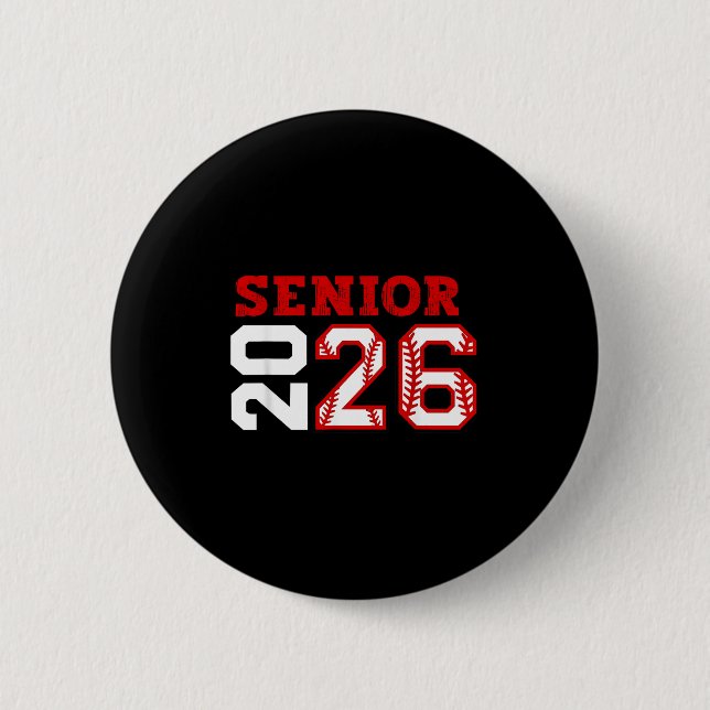 Badge Rond 5 Cm Classe de seniors de nuit 2026 seniors de baseball (Devant)