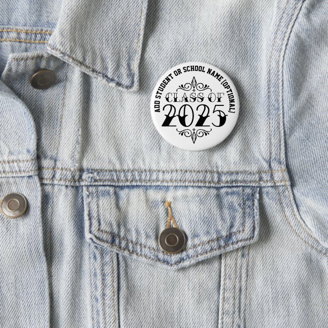 Badge Rond 5 Cm Classe de style tatouage de 2025 Graduation (En situation)