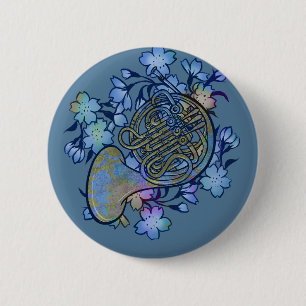Badge Rond 5 Cm Classe Fleurs Bleues de la Corne Française