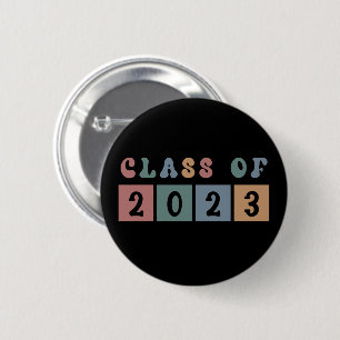 Badge Rond 5 Cm Classe rétro de 2023 collégial diplôme cadeau