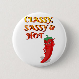 Badge Rond 5 Cm Classé Sassy Et Hot Pepper Diva