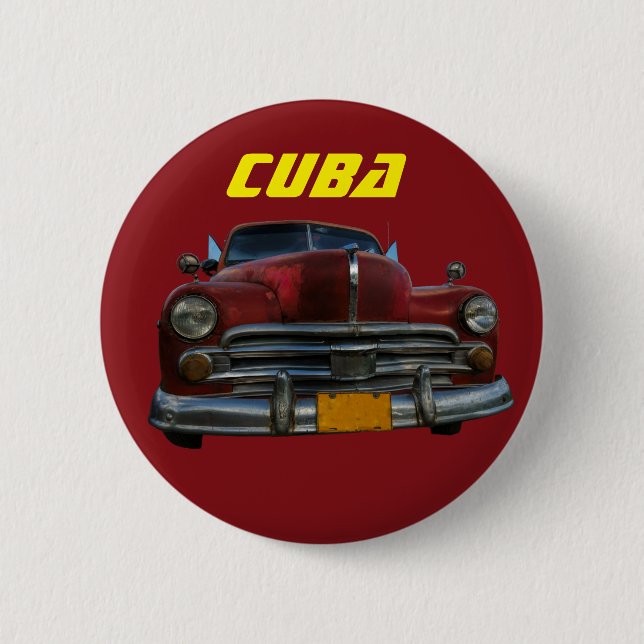 Badge Rond 5 Cm Classic American Car à Vinales, Cuba (Devant)