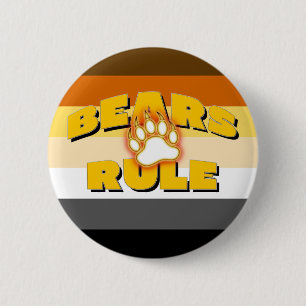 Badge Rond 5 Cm Classic Bear Pride Drapeau Ours Règle Bear Paw