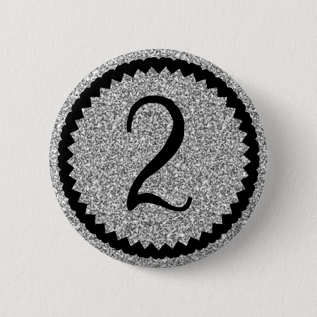 Badge Rond 5 Cm Classic de Parties scintillant d'argent de la fête (Devant)