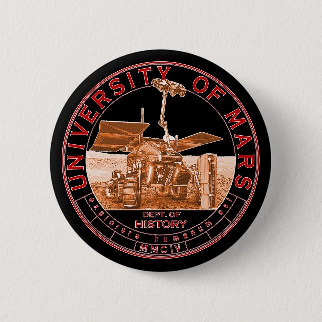 Badge Rond 5 Cm Classic Red Orange White Logo Mars University (Devant)