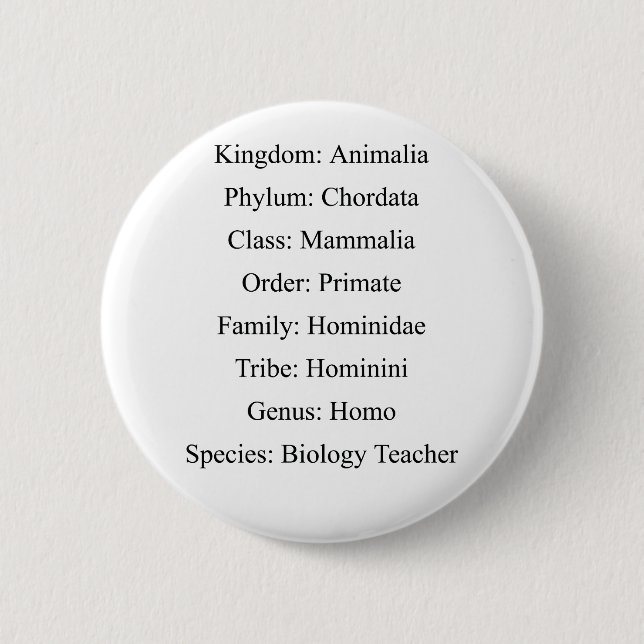 Badge Rond 5 Cm Classification biologique - Professeur de biologie (Devant)