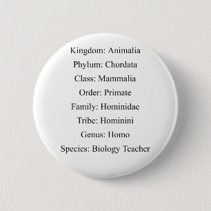 Badge Rond 5 Cm Classification biologique - Professeur de biologie