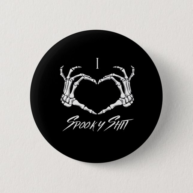 Badge Rond 5 Cm Classique éffrayant - Squelette Mains Coeur (Devant)
