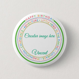 Badge Rond 5 Cm Classique Simple Personnalisé Joyeux Anniversaire 