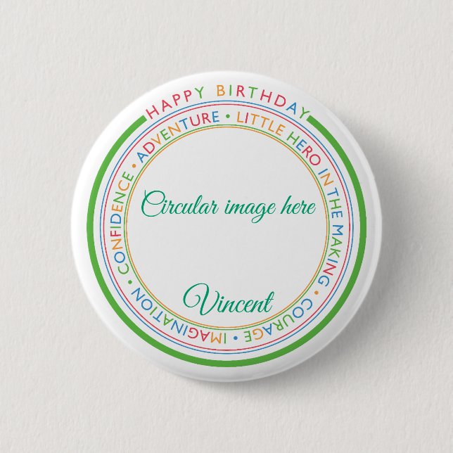 Badge Rond 5 Cm Classique Simple Personnalisé Joyeux Anniversaire  (Devant)