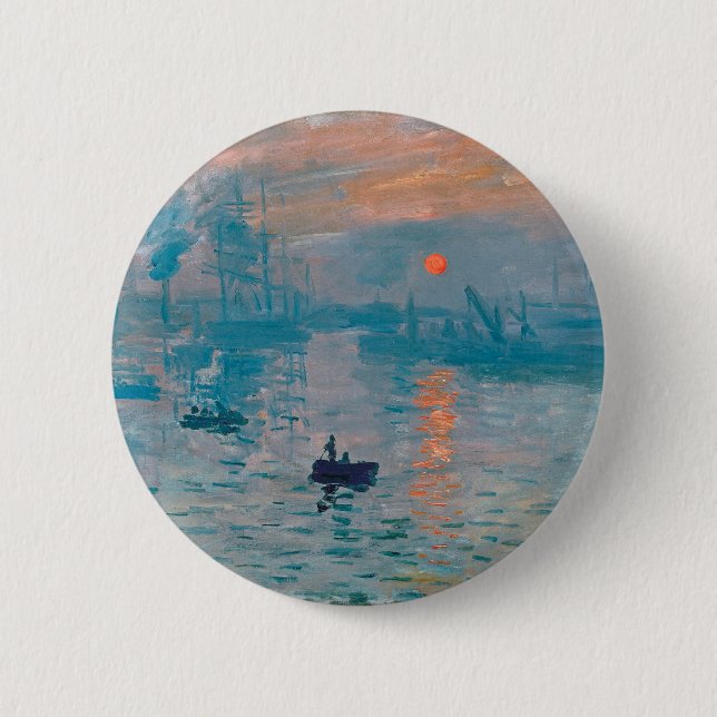 Badge Rond 5 Cm Claude Monet Impression Soleil Levant Français (Devant)