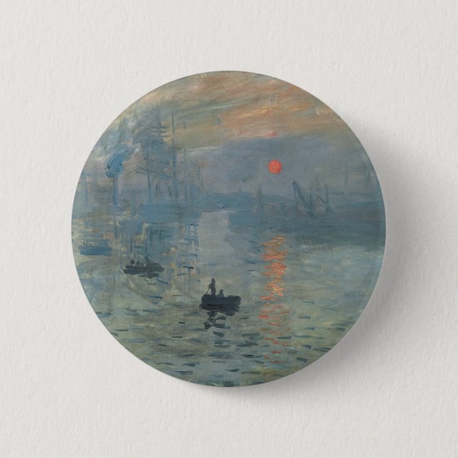 Badge Rond 5 Cm Claude Monet Impression Sunrise Soleil Levant (Devant)
