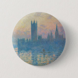 Badge Rond 5 Cm Claude Monet Les maisons du Parlement Coucher de s