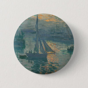 Badge Rond 5 Cm Claude Monet Lever de soleil Marine Voilier Impres