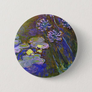 Badge Rond 5 Cm Claude Monet Nymphéas Agapanthus Art Vintage