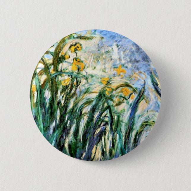 Badge Rond 5 Cm Claude Monet Yellow Irises et Malva 19 (Devant)