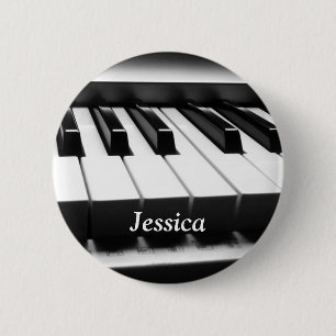 Badge Rond 5 Cm Clavier Classique Noir et Blanc
