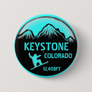 Badge Rond 5 Cm Clavier Colorado turquoise snowboard bouton art