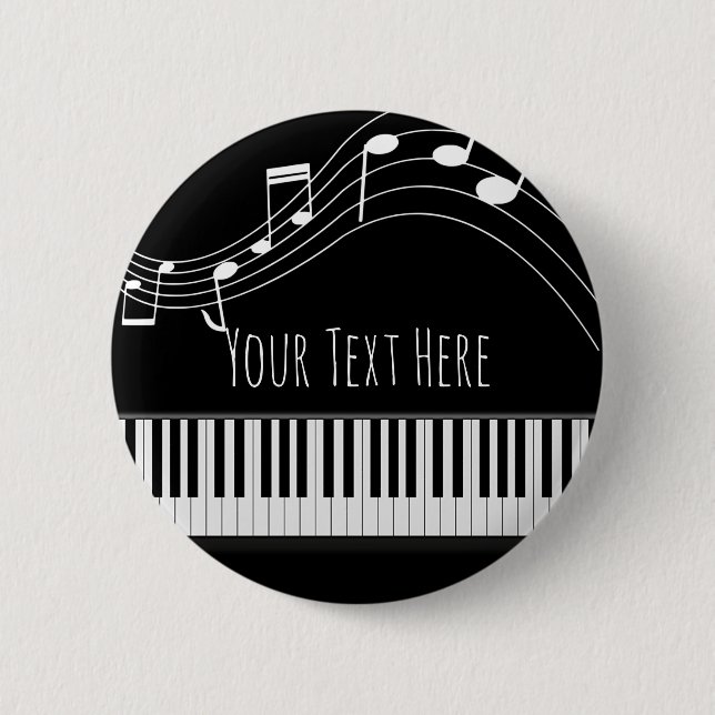 Badge Rond 5 Cm Clavier de piano et notes musicales (Devant)