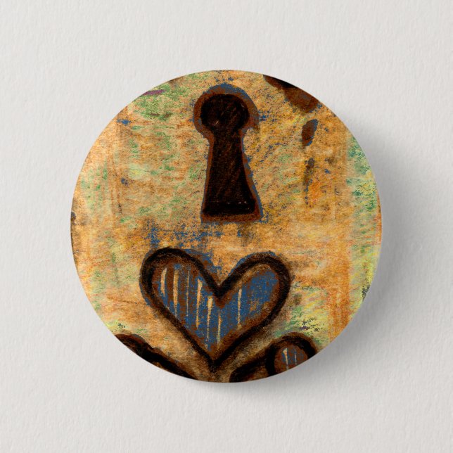 Badge Rond 5 Cm Clavier et coeur (Devant)
