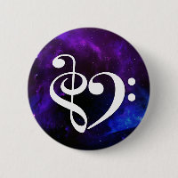 Clé de basse de Treble Coeur Purple Bleu Nebula