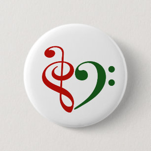 Badge Rond 5 Cm Clé de Sol Clé de Fa Coeur Amoureux de Musique Noë