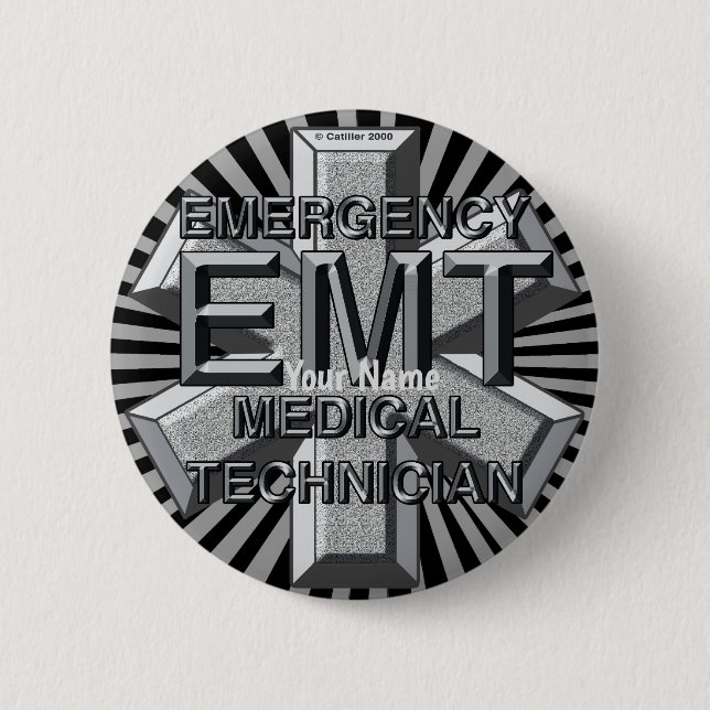 Badge Rond 5 Cm Clé du logo gris EMT (Devant)