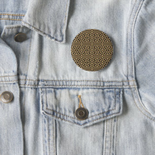 Badge Rond 5 Cm Clé Méandre Grecque Motif Carré H Marron
