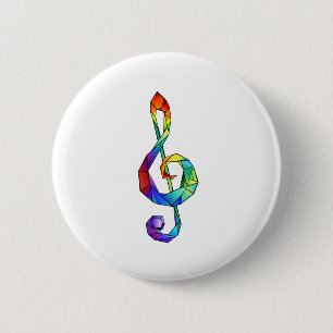 Badge Rond 5 Cm Clé musicale arc-en-ciel