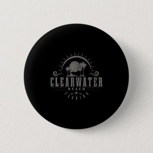 Badge Rond 5 Cm Clearwater Beach Floride Fl Vintage Sunset Surf Va