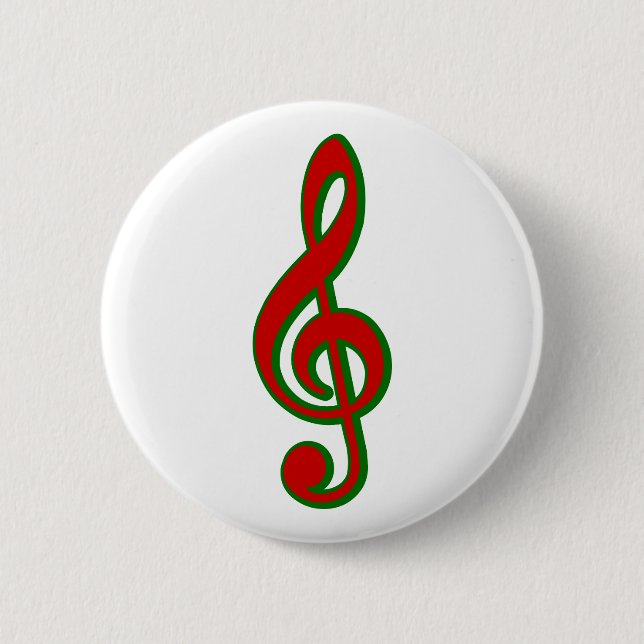 Badge Rond 5 Cm Clef triple de Noël rouge (Devant)