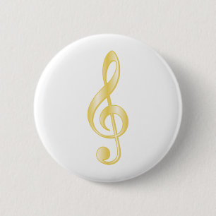 Badge Rond 5 Cm Clef triple de "or"
