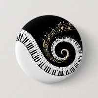 Clés de piano et notes de musique d'or