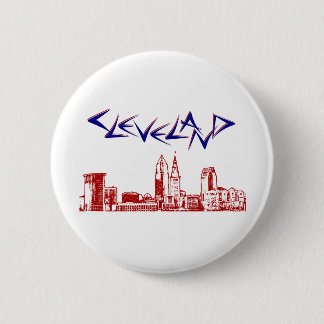 Badge Rond 5 Cm Cleveland Skyline