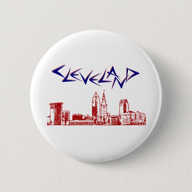 Badge Rond 5 Cm Cleveland Skyline (Devant)