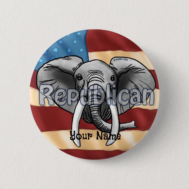 Badge Rond 5 Cm Clin d'éléphant gris républicain (Devant)