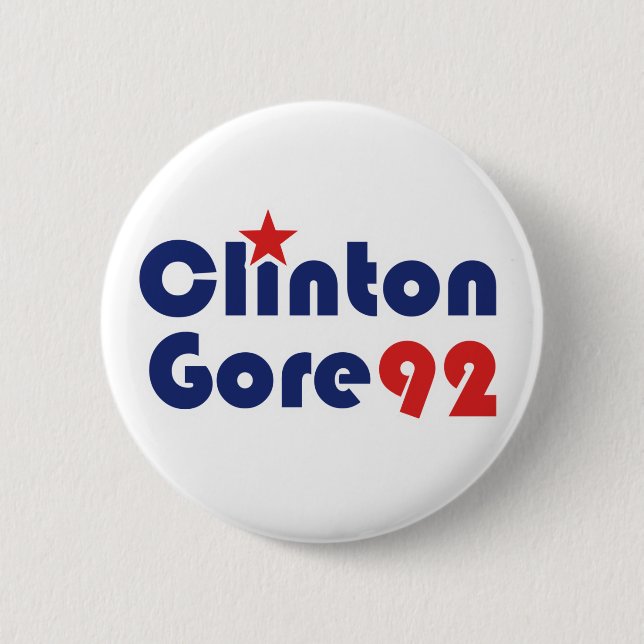 Badge Rond 5 Cm Clinton Gore 92 Démocrate Rétro (Devant)