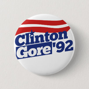 Badge Rond 5 Cm Clinton Gore 92 politique rétro