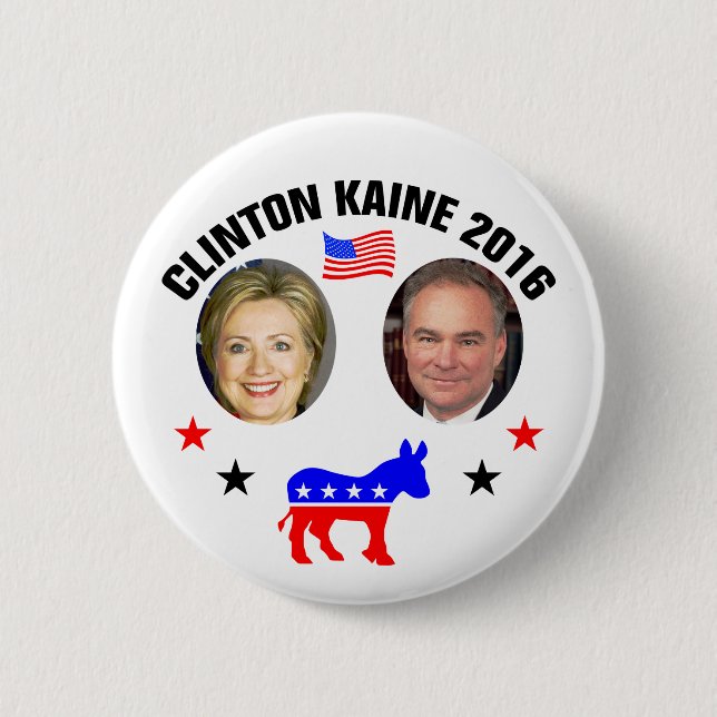 BADGE ROND 5 CM CLINTON KAINE 2016 (Devant)
