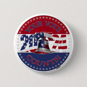 Badge Rond 5 Cm Cloche de la liberté 2024 Votre vote compte Drapea