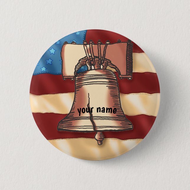 Badge Rond 5 Cm Cloche de la Liberté bouton (Devant)