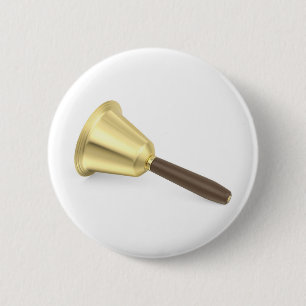 Badge Rond 5 Cm Cloche dorée avec poignée en bois