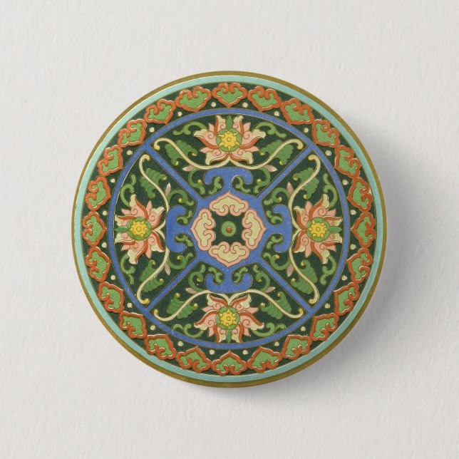 Badge Rond 5 Cm Cloisonne Chine Patter Asiatique Oriental (Devant)
