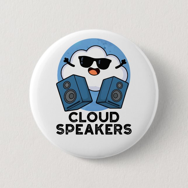Badge Rond 5 Cm Cloud Haut-parleurs amusant Plume (Devant)