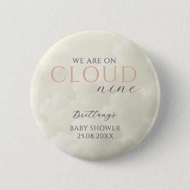 Badge Rond 5 Cm Cloud Neuf nuages blancs Baby shower (Devant)