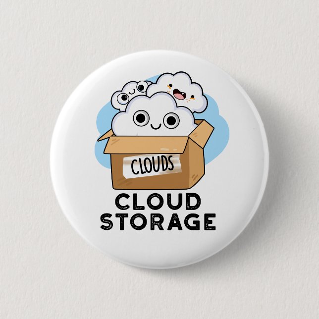 Badge Rond 5 Cm Cloud Storage Funny Weather Technology Pun (Devant)