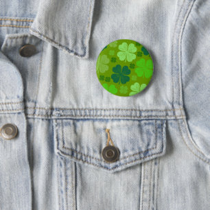 Badge Rond 5 Cm Clovers verts, Lucky Clovers, Saint Patrick's Day