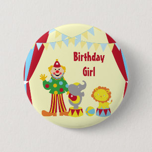 Badge Rond 5 Cm Clown de cirque de bande dessinée et fille