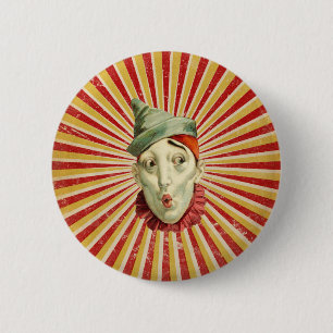 Badge Rond 5 Cm Clown de cirque vintage boudant